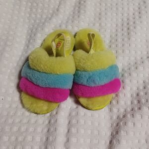 UGG Multicolor Fluffy Kids Slippers Size 10 M